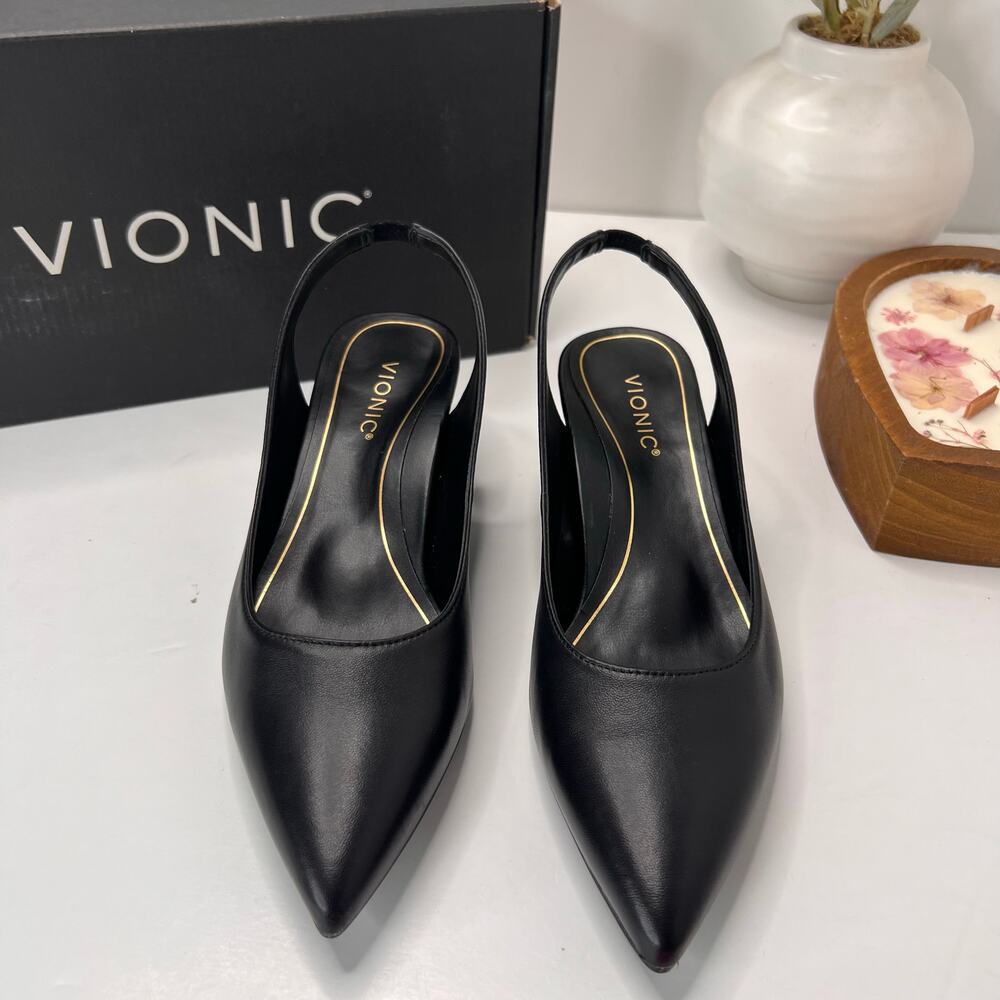 Vionic Ziva Nappa Leather Slingback Shoes Black I2370L1001 Women's 6M Light Wear - Picture 5 of 11